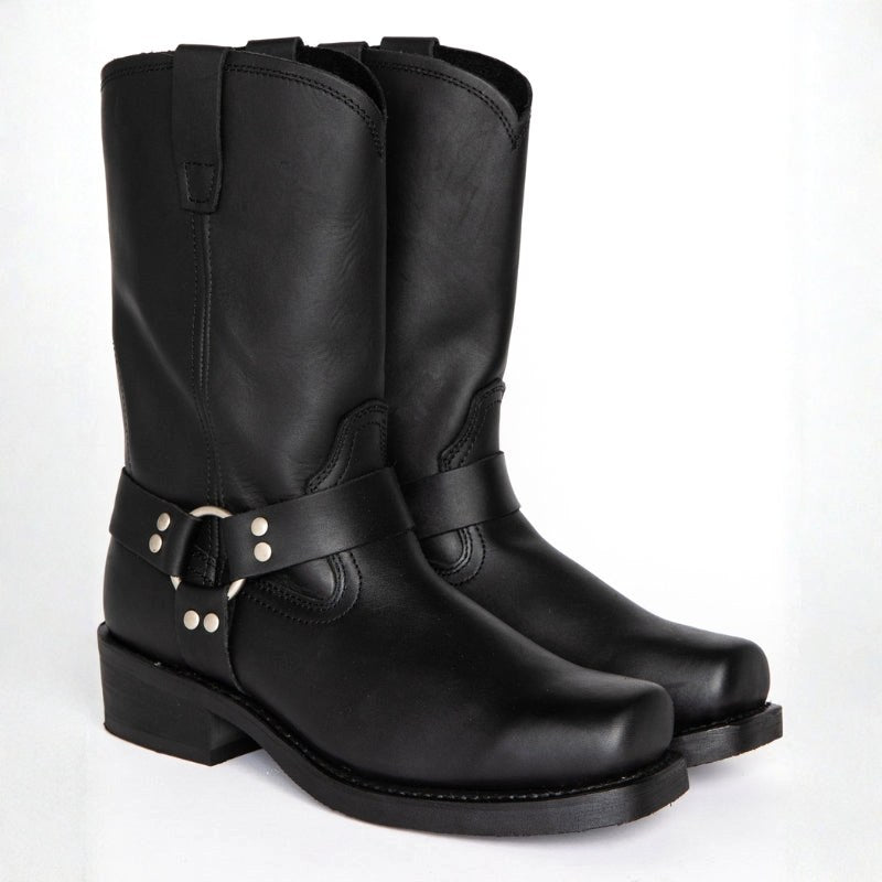 Oswin | Men's Mid-Calf Cowboy Boots, Harness Style Western Boots | Bella Blue