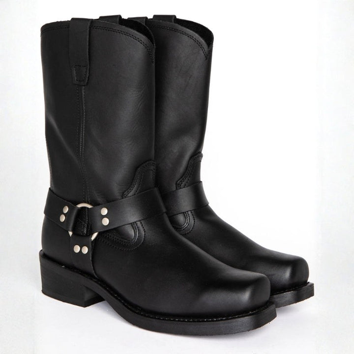 Oswin | Men's Mid-Calf Cowboy Boots, Harness Style Western Boots | Bella Blue