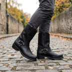 Oswin | Men's Mid-Calf Cowboy Boots, Harness Style Western Boots | Bella Blue