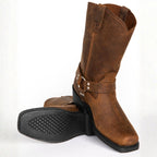 Oswin | Men's Mid-Calf Cowboy Boots, Harness Style Western Boots | Bella Blue | Black