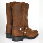 Oswin | Men's Mid-Calf Cowboy Boots, Harness Style Western Boots | Bella Blue