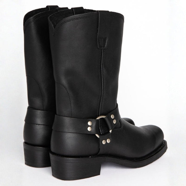 Oswin | Men's Mid-Calf Cowboy Boots, Harness Style Western Boots | Bella Blue