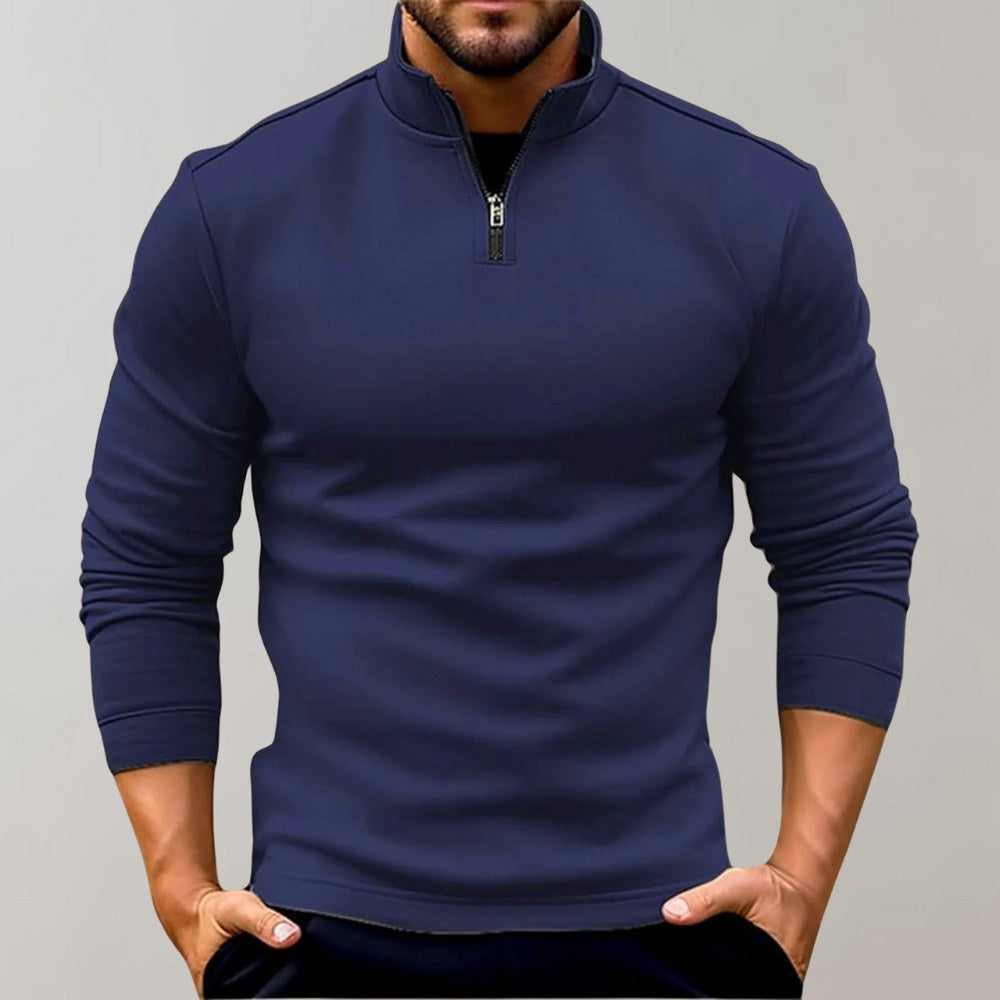 Otto | Men's Jumper with Zip, Versatile Knit Jumper | Bella Blue | Black