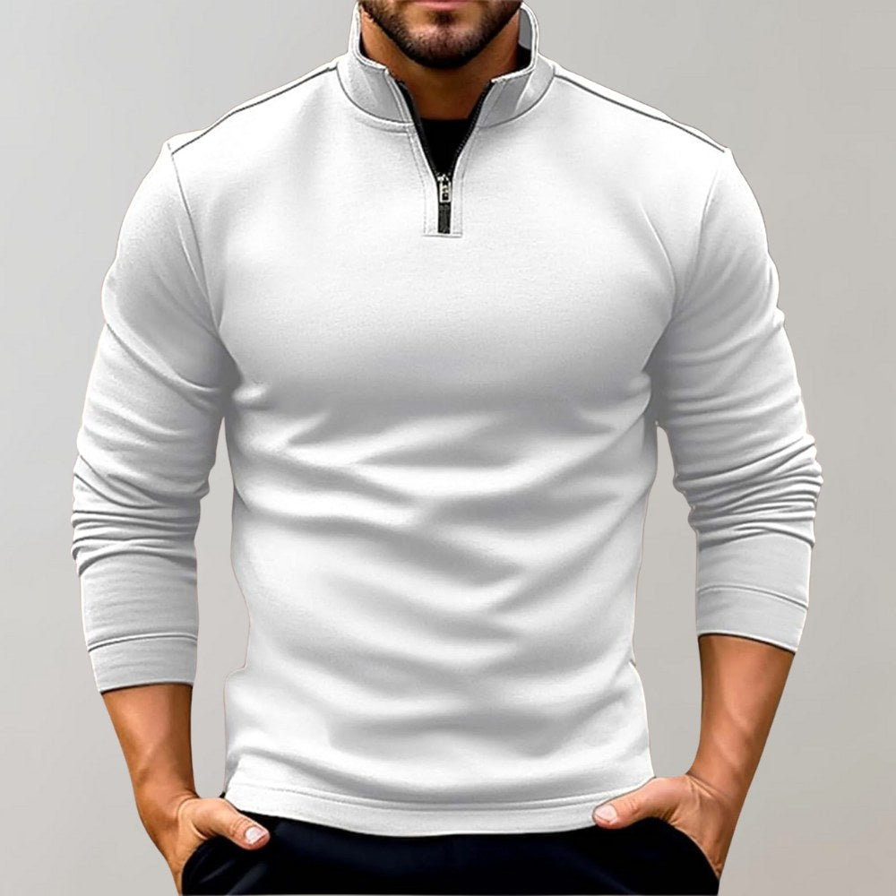 Otto | Men's Jumper with Zip, Versatile Knit Jumper | Bella Blue | Black