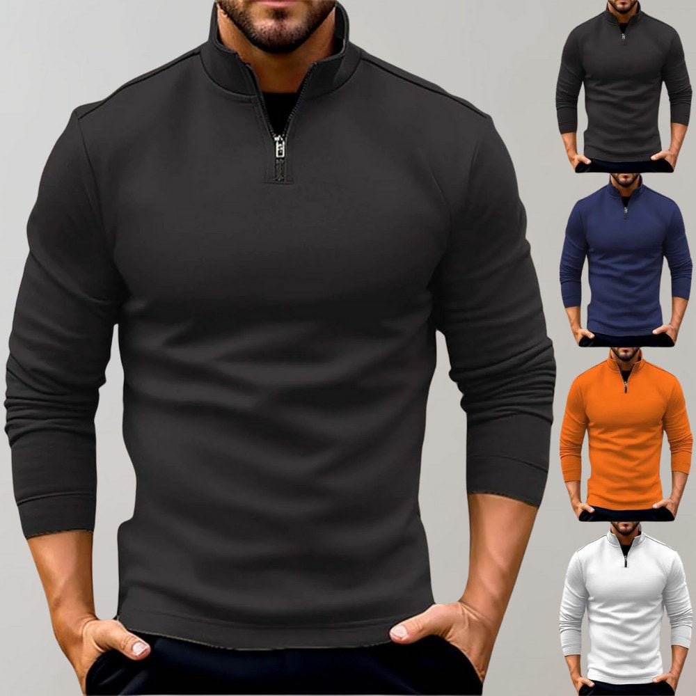 Otto | Men's Jumper with Zip, Versatile Knit Jumper | Bella Blue | Black