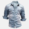 Owen | Men's Faded Button-Up Shirt, Slim-Fit Casual Shirt | Bella Blue