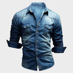 Owen | Men's Faded Button-Up Shirt, Slim-Fit Casual Shirt | Bella Blue