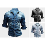 Owen | Men's Faded Button-Up Shirt, Slim-Fit Casual Shirt | Bella Blue