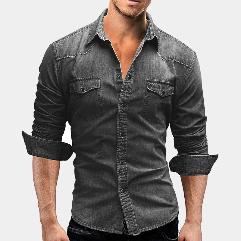 Owen | Men's Faded Button-Up Shirt, Slim-Fit Casual Shirt | Bella Blue
