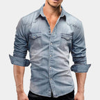Owen | Men's Faded Button-Up Shirt, Slim-Fit Casual Shirt | Bella Blue