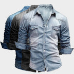 Owen | Men's Faded Button-Up Shirt, Slim-Fit Casual Shirt | Bella Blue