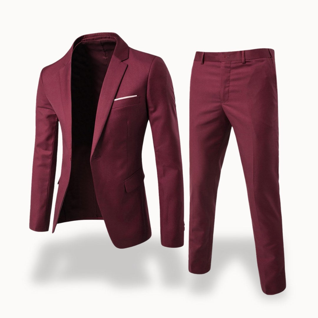 Owen | Men's Formal Two-Piece Suit, Slim-Fit Blazer Suit | Bella Blue | Red