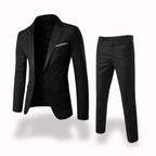 Owen | Men's Formal Two-Piece Suit, Slim-Fit Blazer Suit | Bella Blue | Black