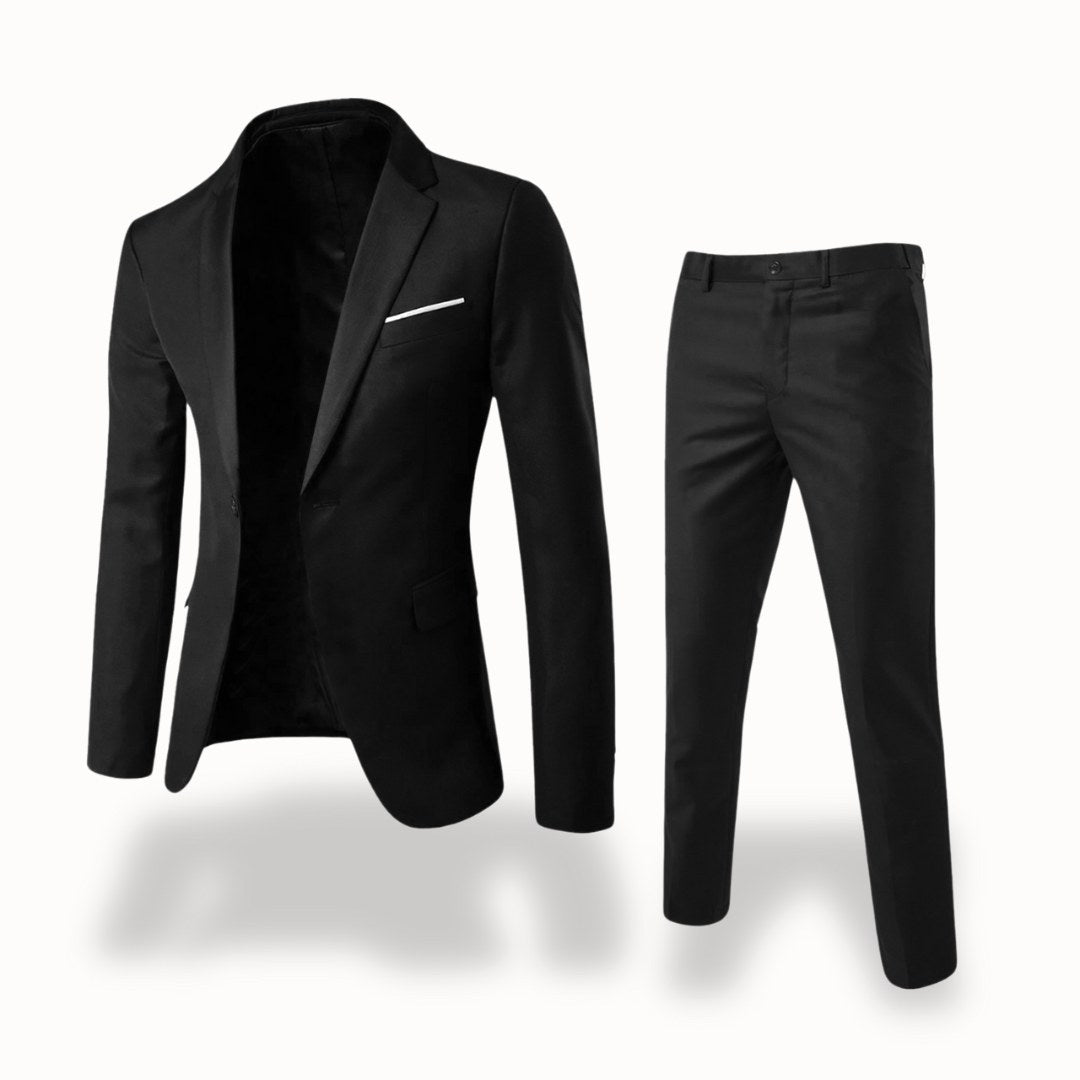 Owen | Men's Formal Two-Piece Suit, Slim-Fit Blazer Suit | Bella Blue | Black