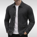 Owen | Men's Knit Cardigan, Finely Textured Layer Cardigan | Bella Blue | Grey