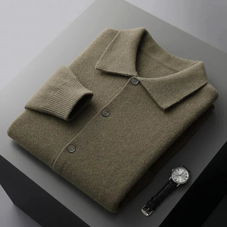 Owen | Men's Knit Cardigan, Finely Textured Layer Cardigan | Bella Blue