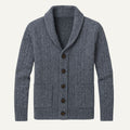 Parker | Men's Cashmere Cardigan, Relaxed Fit Knit Jumper | Bella Blue | Grey