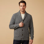 Parker | Men's Cashmere Cardigan, Relaxed Fit Knit Jumper | Bella Blue