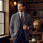 Parker | Men's Cashmere Cardigan, Relaxed Fit Knit Jumper | Bella Blue
