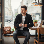Parker | Men's Cashmere Cardigan, Relaxed Fit Knit Jumper | Bella Blue