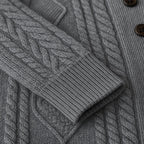 Parker | Men's Cashmere Cardigan, Relaxed Fit Knit Jumper | Bella Blue | Black
