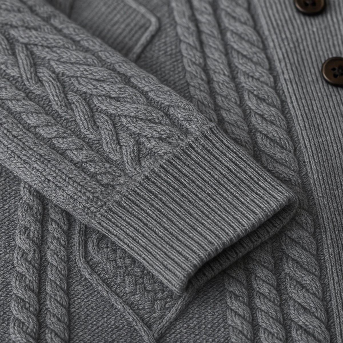 Parker | Men's Cashmere Cardigan, Relaxed Fit Knit Jumper | Bella Blue | Black