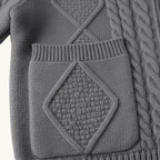 Parker | Men's Cashmere Cardigan, Relaxed Fit Knit Jumper | Bella Blue | Dark Grey
