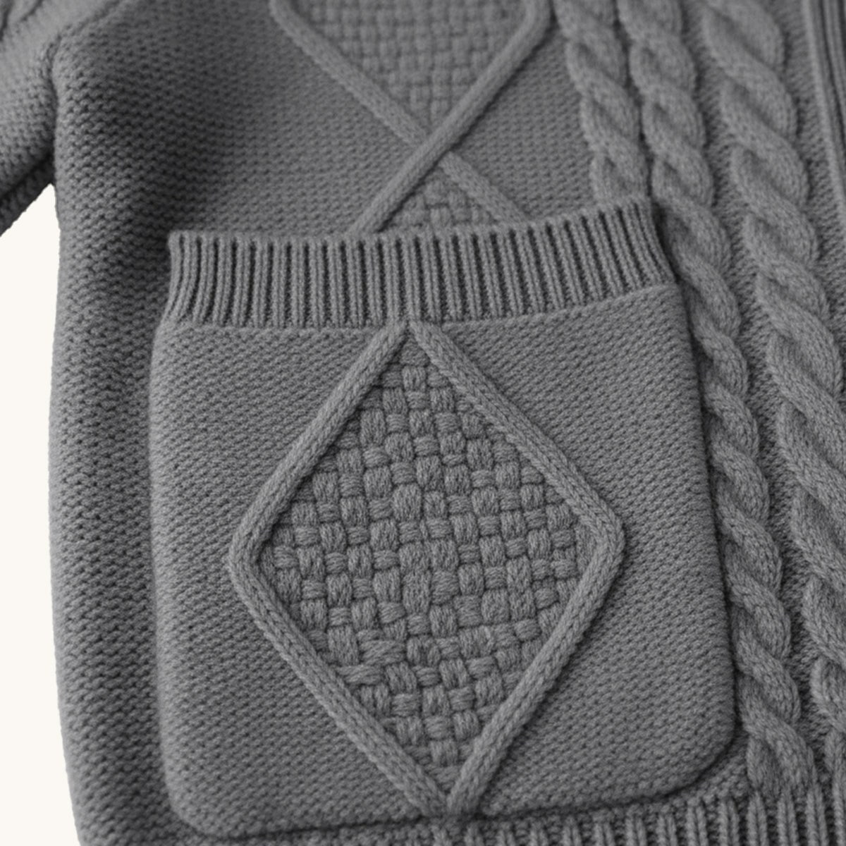 Parker | Men's Cashmere Cardigan, Relaxed Fit Knit Jumper | Bella Blue | Dark Grey