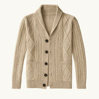 Parker | Men's Cashmere Cardigan, Relaxed Fit Knit Jumper | Bella Blue