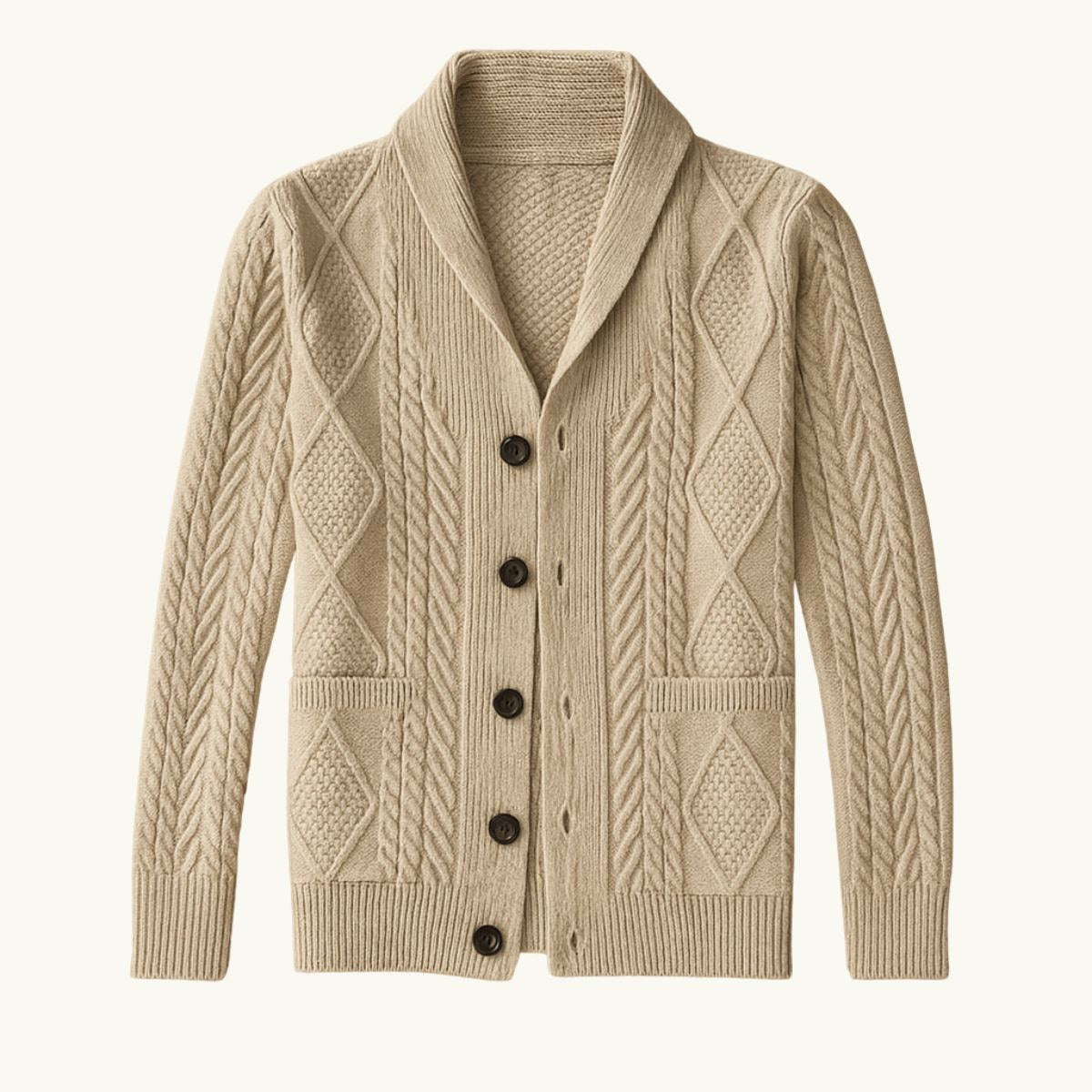 Parker | Men's Cashmere Cardigan, Relaxed Fit Knit Jumper | Bella Blue