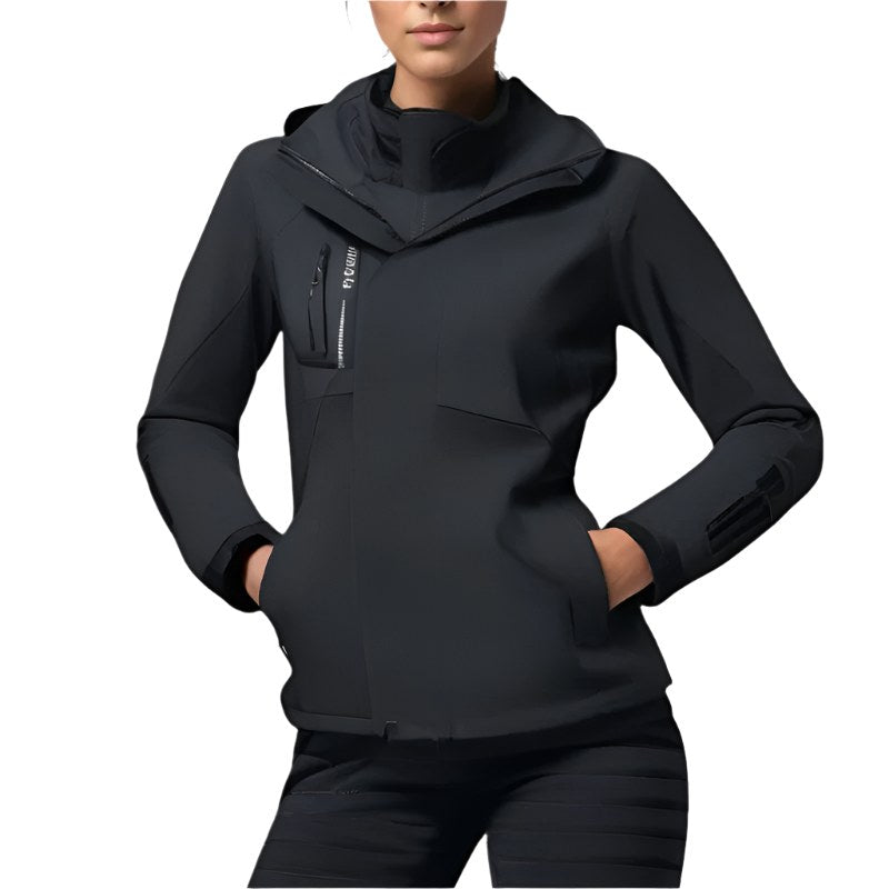 Patricia | Women's Waterproof Softshell Jacket, Wind-Resistant Performance Coat | Bella Blue | Black