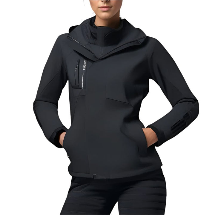 Patricia | Women's Waterproof Softshell Jacket, Wind-Resistant Performance Coat | Bella Blue | Black