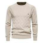 Patrick | Classic Men's Cotton Jumper, Elegant Casual Jumper | Bella Blue | Brown