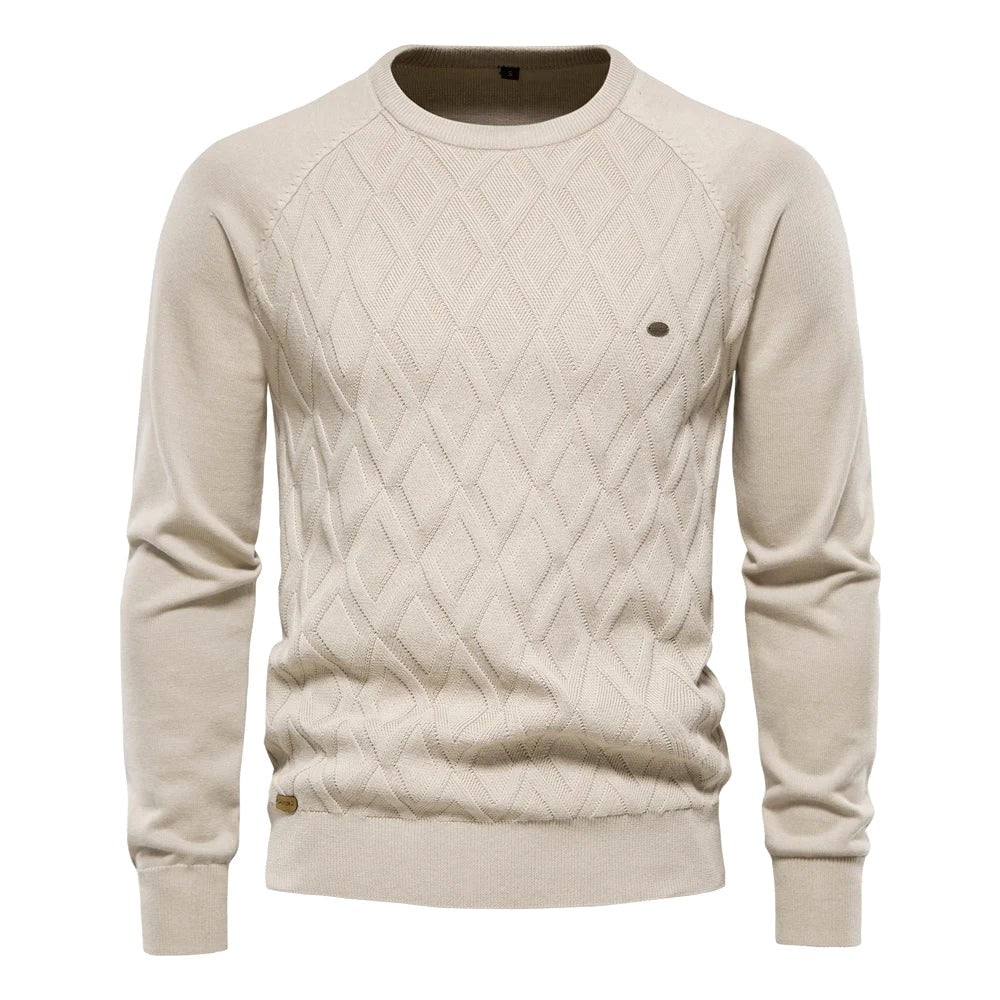 Patrick | Classic Men's Cotton Jumper, Elegant Casual Jumper | Bella Blue | Brown