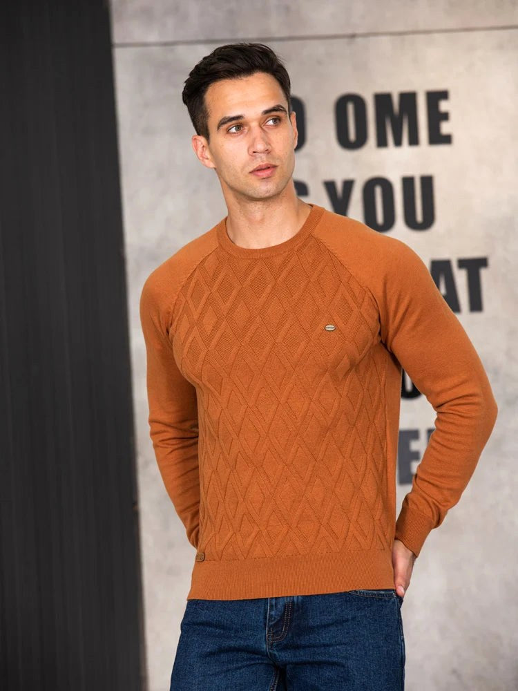 Patrick | Classic Men's Cotton Jumper, Elegant Casual Jumper | Bella Blue | Black