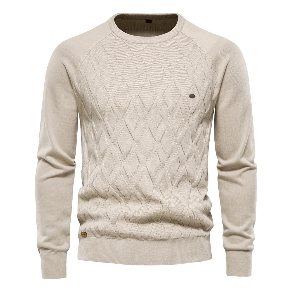 Patrick | Classic Men's Cotton Jumper, Elegant Casual Jumper | Bella Blue | Brown