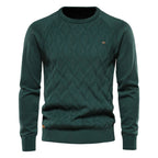 Patrick | Classic Men's Cotton Jumper, Elegant Casual Jumper | Bella Blue | Brown