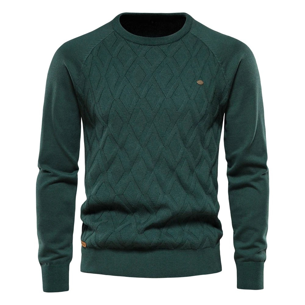 Patrick | Classic Men's Cotton Jumper, Elegant Casual Jumper | Bella Blue | Brown