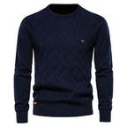 Patrick | Classic Men's Cotton Jumper, Elegant Casual Jumper | Bella Blue | Brown