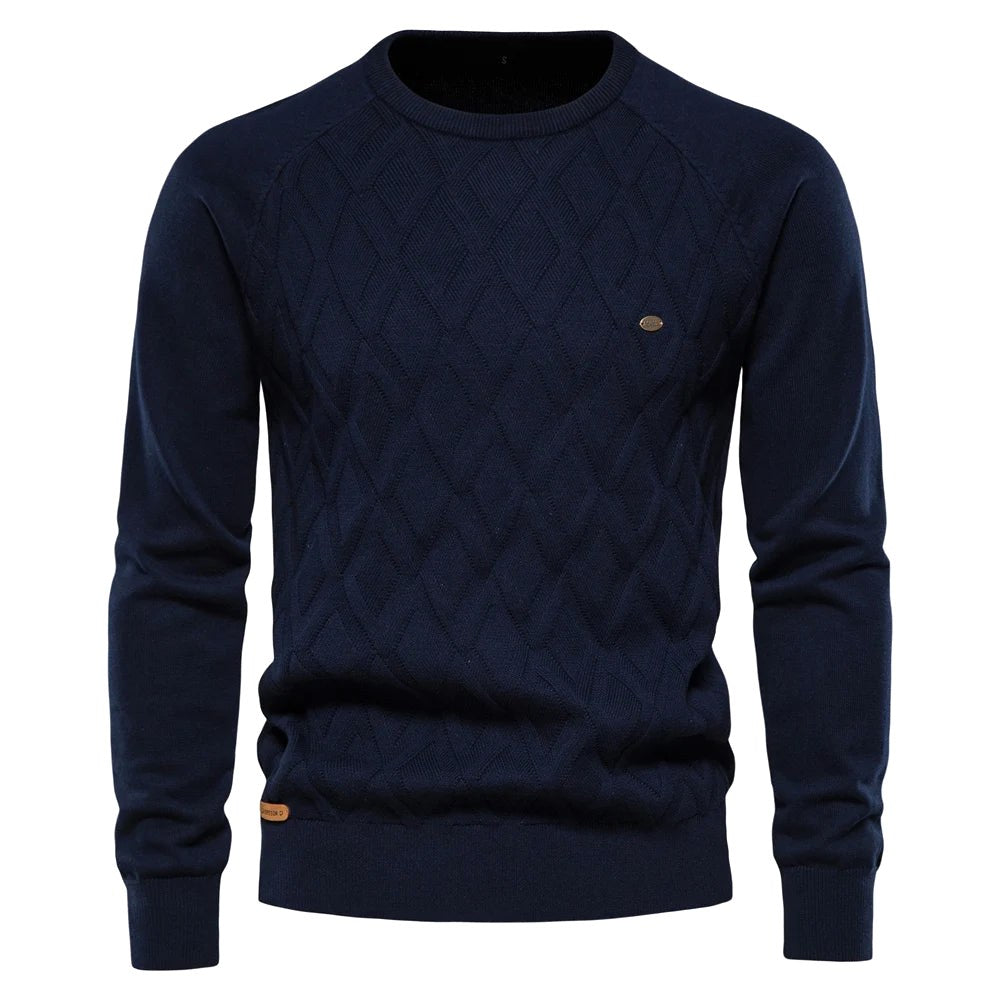 Patrick | Classic Men's Cotton Jumper, Elegant Casual Jumper | Bella Blue | Brown