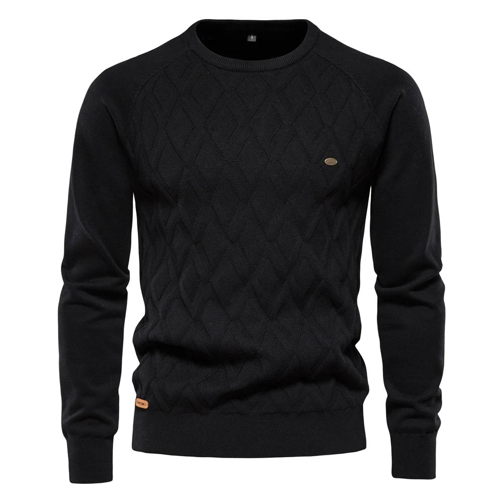 Patrick | Classic Men's Cotton Jumper, Elegant Casual Jumper | Bella Blue | Khaki