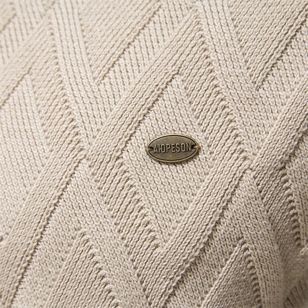 Patrick | Classic Men's Cotton Jumper, Elegant Casual Jumper | Bella Blue | Khaki