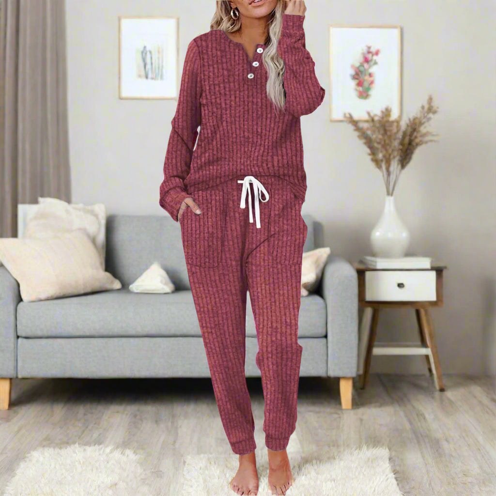 Pearl | Women's Warm Two-Piece Lounge Set, Soft Top and Trousers | Bella Blue | Blue