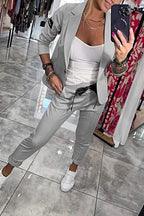 Penelope | Women's Long-Sleeve Button Detail Two-Piece Set, Relaxed Fit Lounge Set | Bella Blue