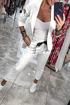 Penelope | Women's Long-Sleeve Button Detail Two-Piece Set, Relaxed Fit Lounge Set | Bella Blue