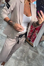 Penelope | Women's Long-Sleeve Button Detail Two-Piece Set, Relaxed Fit Lounge Set | Bella Blue