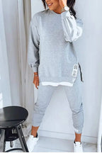 Penelope | Women's Oversized Two-Piece Lounge Set, Tapered Joggers | Bella Blue | Grey