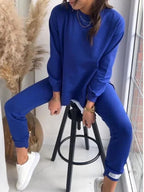 Penelope | Women's Oversized Two-Piece Lounge Set, Tapered Joggers | Bella Blue | Orange