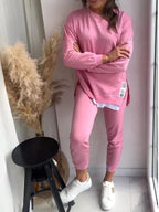Penelope | Women's Oversized Two-Piece Lounge Set, Tapered Joggers | Bella Blue | Black