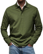Percy | Men's Long-Sleeve Polo Shirt, Tailored Smart Polo | Bella Blue